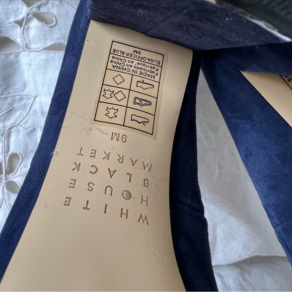 WHBM Elisa Officer Pumps Blue Suede Pointed Toe Heels - Picture 7 of 11